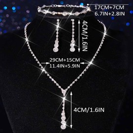 Unicra Silver Bridal Jewellery Sets Rhinestone Wedding Necklace and Earrings Bracelet Set Prom Formal Crystal Fashion Jewellery Set for Women and Brides, One size, Alloy Steel, No Gemstone