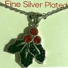 Florida Friends Silver Holly Sprig Necklace in sparkly gift box