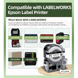 Aonomi Compatible for Epson Label Maker Tape 12mm 0.47‘’ LabelWorks Cartridge Black on White/Red/Green/Yellow/Blue Work for Epson LW-300 LW-400 LW-500 LW-600P LW-700 LW-PX750 LW-900P Label Maker, 5pk