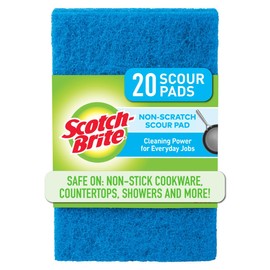 Scotch-Brite Scotch-Brite Zero Scratch Scouring Pad, Effective + Gentle Dish Scrubber for Household Cleaning, 20 Scrub Pads for Dishes, Nonstick Pots and Pans, Glass, Tubs, Showers, Reusable & Durable