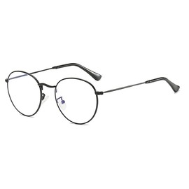 RUNHUIS Round Blue Light Blocking Glasses Women Men Classic Metal Frame Anti Bluelight Eye Protection Glasses, Black/Blue Light Blocking