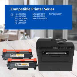 TN-770 TN770 Super High Yield Black Toner Cartridge Replacement for Brother TN 770 TN770 Toner for Brother Printer MFC-L2750DW MFC-L2750DWXL HL-L2370DW HL-L2370DWXL 5,000 Page, 2-Pack
