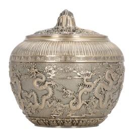 Tea Canister Vintage Alloy Tea Bag Canister Decorative Loose Tea Storage Container Multipurpose Tea Jar for Kitchen Cabinet Small Size Bronze Colour