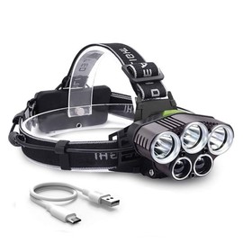 5 LED XM L T6 XPE Headlight 15000 lumens LED USB Headlamp Camp Hike Emergency Light Fishing Out