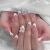 Bow Press on Nails Acrylic Almond Fake Nails with Peal
