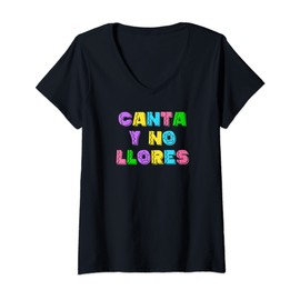 Womens Mexico Canta Y No Llores Cancion Mexican Cinco de Mayo Tacos V-Neck T-Shirt