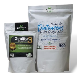Zeolita Clinoptilolita Organica Micronizada 500 grs + Diatomeas 500grs Calidad Premium
