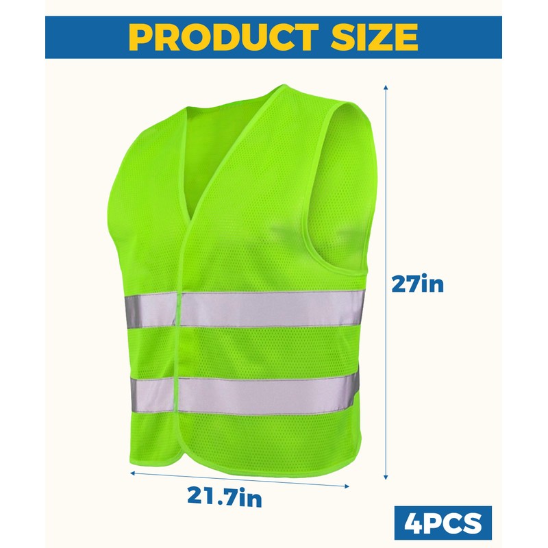 Flaconi 4 Pcs Security Vest,Safety Vest for Auto,Safety Vests Reflective