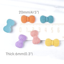 100 Pieces Small Heart Star Flower Bowtie Round Shaped Plastic Charms Beads Flatback Cabochons Embellishment for Jewelry Making Cardmaking Scrapbooking Hair Accessories DIY Craft Supplies(Multi, Bow)