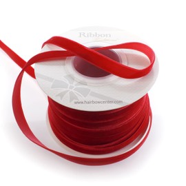 3/8" Narrow Velvet Ribbon Red 25 Yards HairBow Center LLC