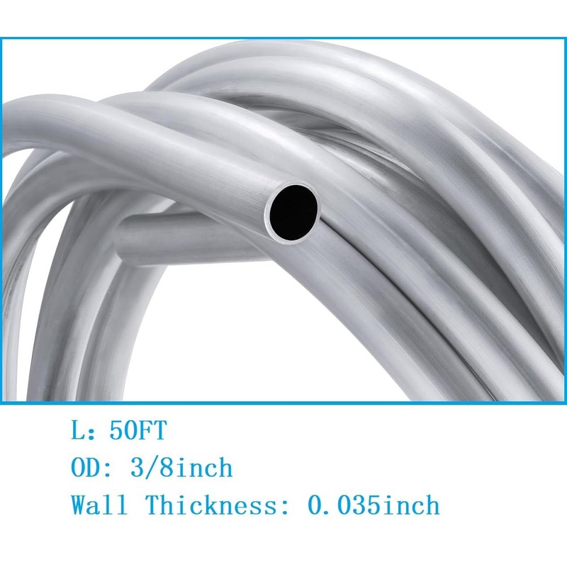 Shonee 3/8 Fuel Line, 3003 Grade Aluminium Tubing for Brake