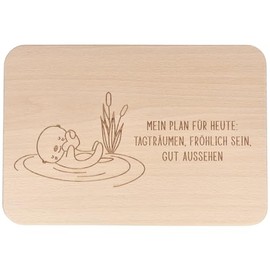 Spruchreif Wooden Breakfast Board with Engraving – Bread Board with Sayings Gift for Birthday – "Mein Plan für heute: Tagträumen..."