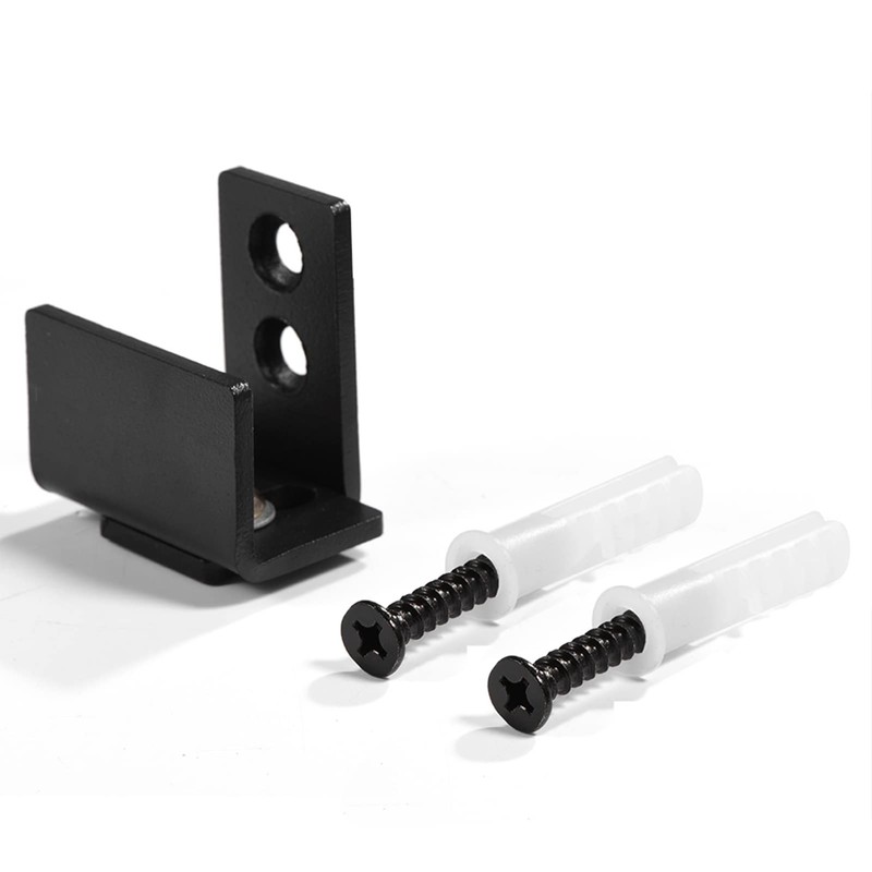 Barn Door Floor Guide Hardware with Screws, Black Steel Hardware