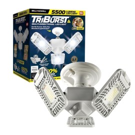 Triburst 5500 Lumen LED Light - 144 Bulbs, 360° Adjustable Panels, Super Bright (20x Standard Bulbs), Motion Sensor, Energy Saver, Easy Install for Garages, Basements, and More!