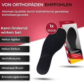 Langlauf Schuhbedarf Carbon Fibre Insole, Supporting Orthopaedic Insole, Carbon Shoe Insole for Stiffening the Shoe, Lawn Toes, Foot Fractures, Hallux Rigidus, Mortons Toe