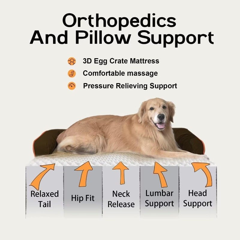 Large Dog Bed Orthopedic Washable: Extra Brown XL XLarge Big