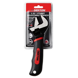 DEKTON DT20310 2-in-1 Stubby Adjustable Wrench, Silver