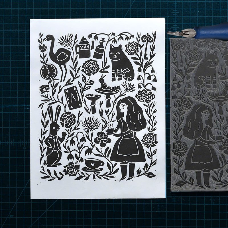 Falling in Art Soft Linoleum Carving Block, Linocut Block for