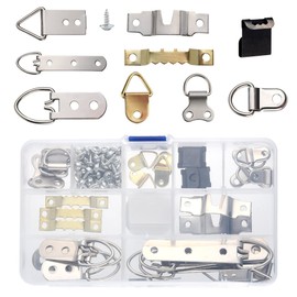 FEPITO 96 Pcs Photo Frame Hanging Hooks Kit, 9 Models Picture Hanger Hooks with Screws for Office Family Photo Picture Painting Hanging Assorted Types