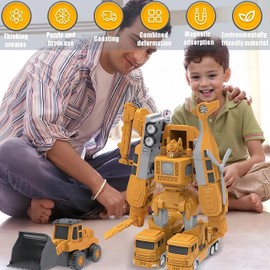 FeBohao 26pcs Magnetic Transform Engineering Car Toy Storage Box Construction Toys Robot Magnetic Blocks Tiles for Kids Activities