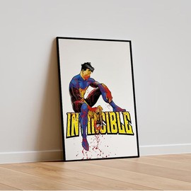 "Invincible Battle-Worn Poster – A Must-Have for Comic Book Fans, Perfect for Gaming Rooms, Lounges, and Collectors' Displays - Color: Unframe-style, Size: 24″ x 36″