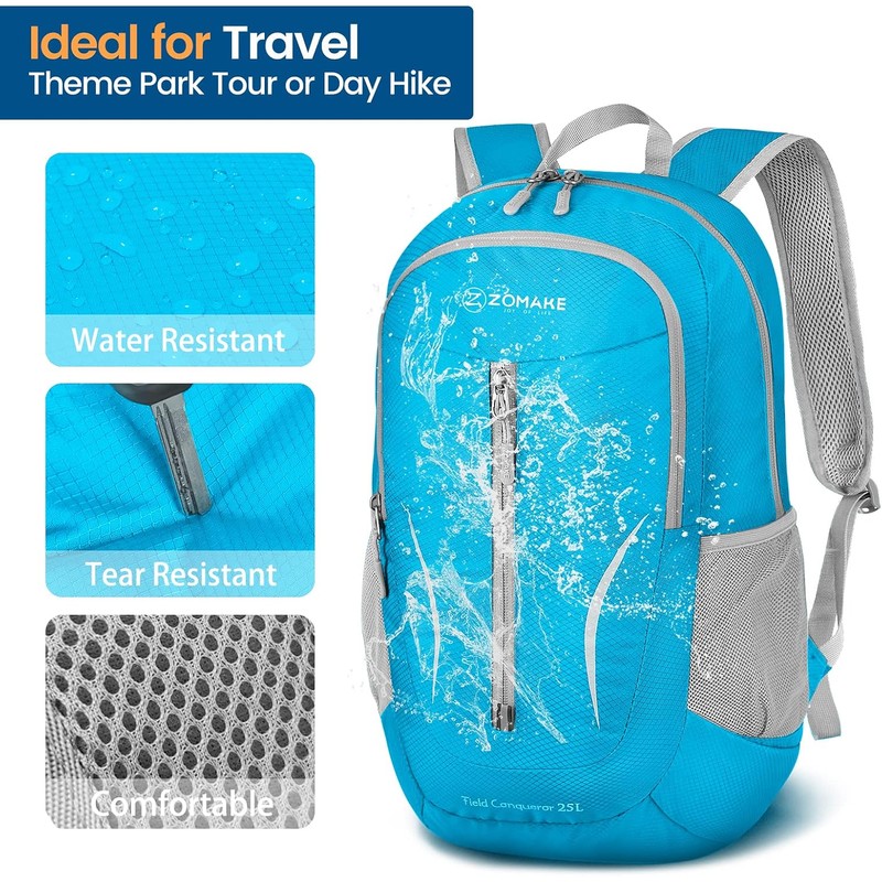 ZOMAKE Ultra Lightweight Packable Backpack 25L, Foldable Hiking Backpacks Water