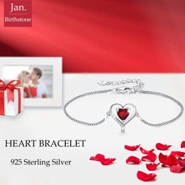 LAVUMO Heart Bracelet Women's Rose Gold Sterling Silver 925 Jewellery Women's on Mother's Day Christmas Valentine's Day Birthday Gift for Her Mummy Wife Girlfriend Adjustable Bracelet, Sterling