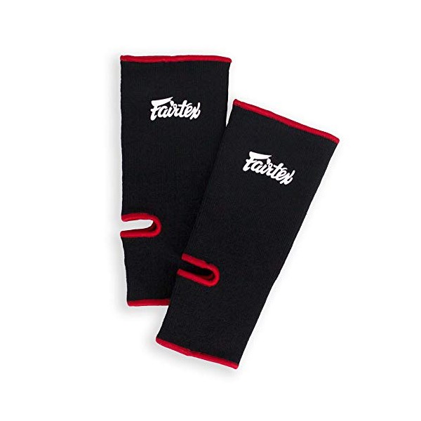 Fairtex AS1 Ankle Guard Support Protector for Muay Thai Kickboxing and MMA (Black/Red)