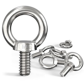 Forbabe Pack of 6 Eye Bolts M6, Eye Bolts 304 Stainless Steel Eye Bolt, Round Ring Bolts with Thread for Attaching and Hanging