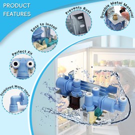 242252702 Refrigerator Water Inlet Valve Fits for Frigidaire Kenmore Electrolux Crosley, Fridge Water Valve Replacement Parts 240531101 241734301 WV2702 AP5671757 240321801 K-76150 240505101 240505102