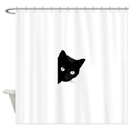 CafePress Black Cat Decorative Fabric Shower Curtain