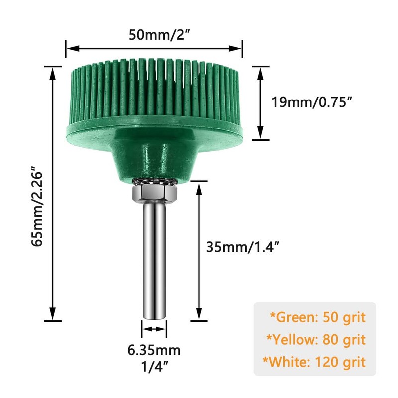 6 Pack 2 Inch Bristle Disc Grit 50# 80# 120#
