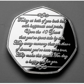 The Commemorative Coin Company On Your 10th Tin Wedding Anniversary Silver Commemorative with Gemstone. Friend/Son/Daughter/Couple 10 Years Gift/Present Love/Token