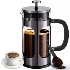 34 Ounce 1 Liter French Press Coffee Maker, Cafetera de prensa francesa de 34oz/1L con 4 filtros para cocina casera