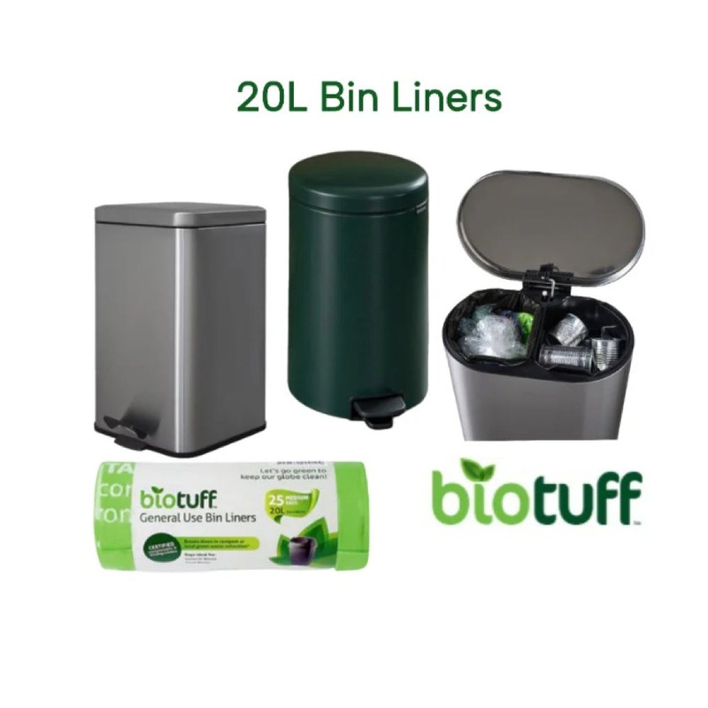 BIOTUFF General Use Bin Liners Medium 20L 25pk