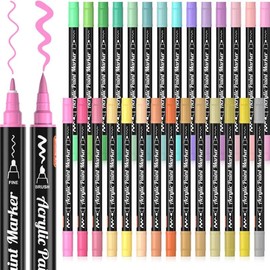 Shuttle Art 28/36/48/60 Colors Dual Tip Acrylic Paint Markers, Brush/dot tip and Fine Tip for Rock Painting, Ceramic, Wood, Canvas, Plastic, Glass, Stone, Calligraphy, Card Making, DIY Crafts,markers for coloring,dual tip marker set,student:_28 Pastel Colors