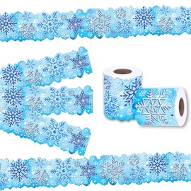 65.6 Ft Winter Snowflake Bulletin Board Border,Christmas Winter Snowflake Rolled Border Trim for Winter Classroom Bulletin Boards Chalkboard Wall Décor