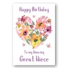 Second Ave Great Niece Flower Heart Cute Happy Birthday Card