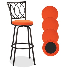 Deisy Dee 4PCS Round Bar Stool Seat Covers Stretch Round Chair Covers for 13-16 Inch Stool Chair (Orange)
