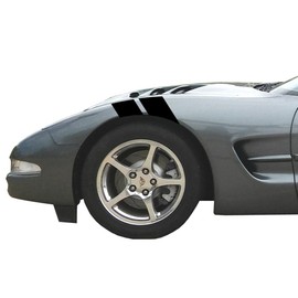4 Inch Fender Hash Mark Bars Racing Stripes Vinyl Decal, Fits Chevy Corvette C5, Both Sides, White