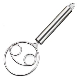Stainless Steel Dough Whisk for Bread and Pizza - Professional Bakery Accessories with Ergonomic Handle (Dishwasher Safe)