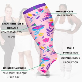 PAMAID Open Toe Compression Socks for Women 3 pairs Toeless Sock Wide Calf Knee High Support Sock