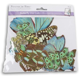 Forever in Time Blue Butterfly Die-Cut Cut-Outs Realistic Shapes with Foil Accents - Nature Journal Scrapbook Embellish- 32 Brown 226l Multi