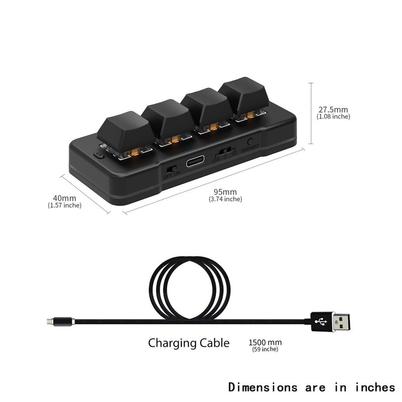 4 Key Mini Keypad USB Wired & BT Wireless Mini