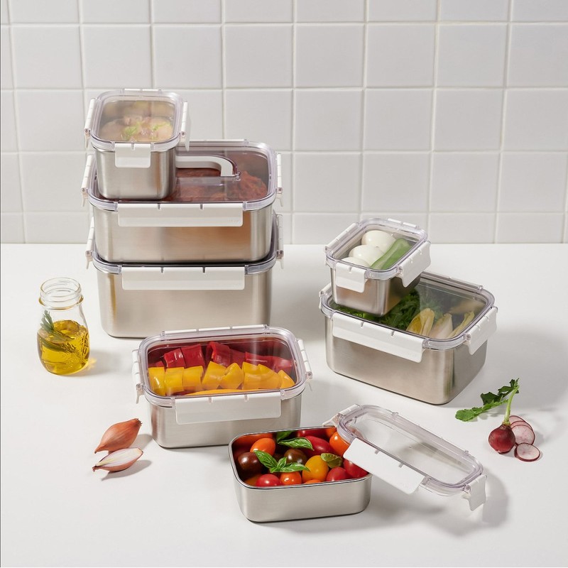 JAJU [JAJU] Stainless Modular Airtight Container 800ml White