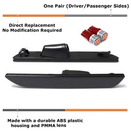 iJDMTOY Black-Out Smoked Lens Rear Side Marker Lamp Housings w/Super Red LED Replacement Bulbs Compatible With 2015-2023 Ford Mustang