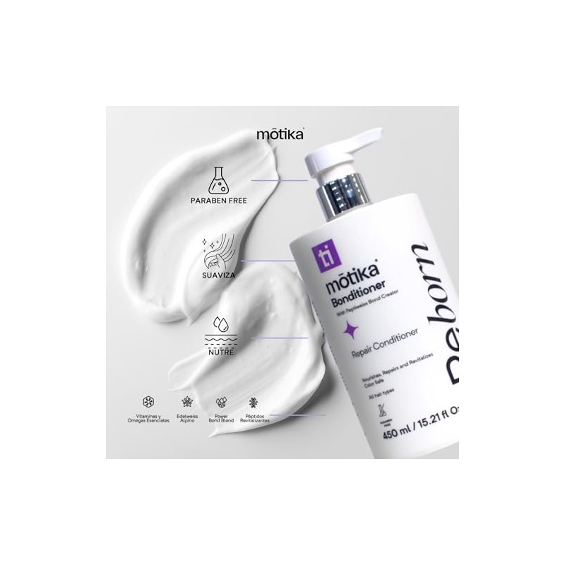 Motika Reborn Acondicionador Reparador 450ml Todo Tipo Cabello Sulfatos Parabenos