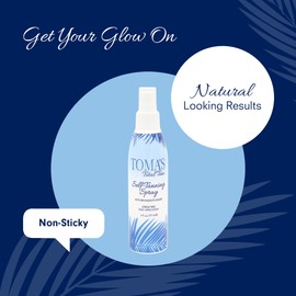 Toma's Total Tan Liquid Spray Instant Sunless Tanner - Whole Body Natural Looking Golden Bronze - Non-Sticky Streak-Free Application Color Guide - Paraben-Free, Tropical Scent - 6 oz