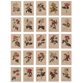 24 Sheets of Postcards, Vintage Postcards, with Beautiful Floral Language Printed on Kraft Paper, Love, Friendship, Life, Motivation Greeting Cards - Rose