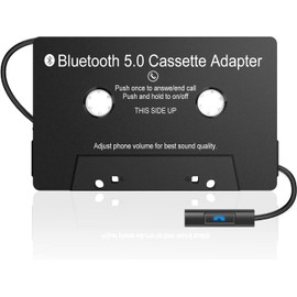 Cassette Aux Adapter for Car, Wireless Bluetooth 5.0 Cassette Audio Receiver, Cassette to Aux Adapter Tape Player, for Listening to Mobile Music or Car Voice, Hands-Free Calling(Black)